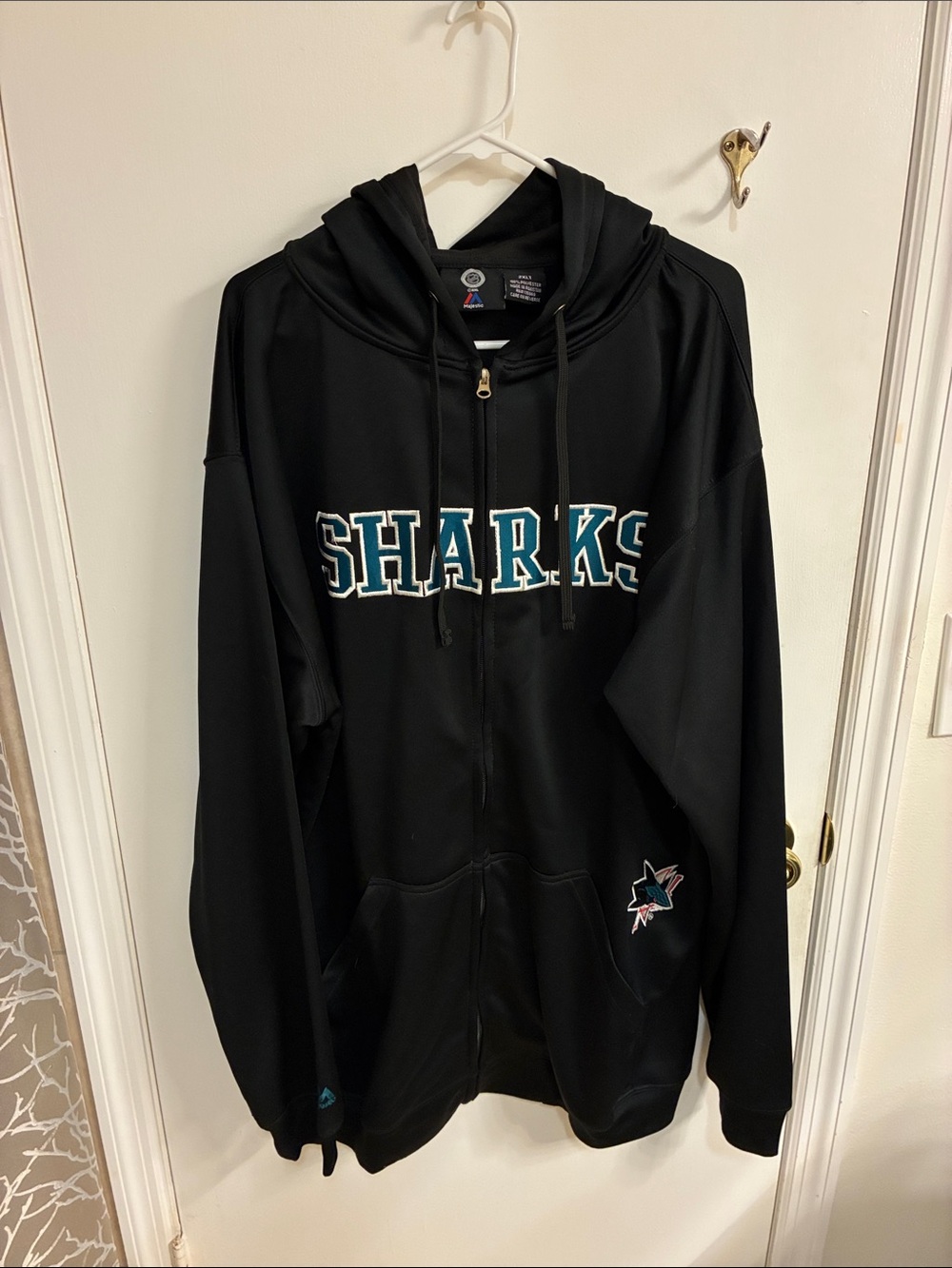 Majestic San Jose Sharks Black Zip Hoodie 2XLT-Like New